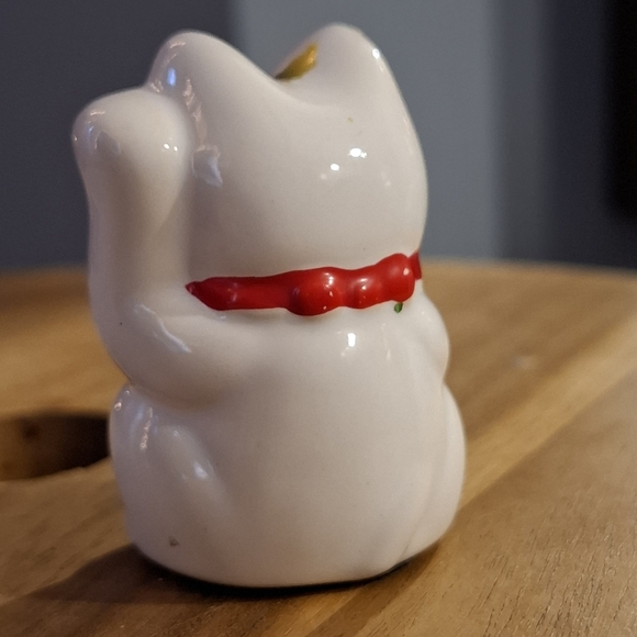 Lucky Cat Figurine with Gold Accents - Picture 4 of 4